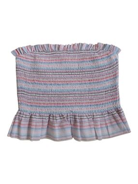 100% Cotton Crop Tube Top Cotton Candy LA Striped Medium Smocked